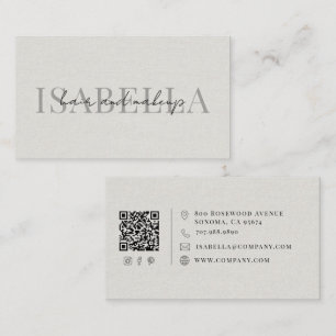 Moderner Haar-Make-up-Artist-Faux-Leinen-Schrift-F Visitenkarte