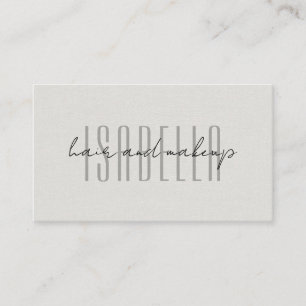 Moderner Haar-Make-up-Artist-Faux-Leinen-Schrift-F Visitenkarte