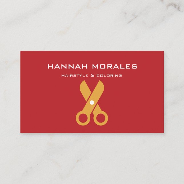 Moderner Haarstylist Gold Schere Visitenkarte (Vorderseite)