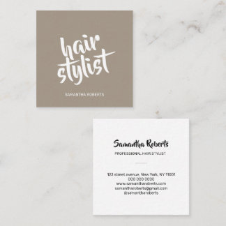 Moderner Haarstylist minimaler Schriftzug hellbrau Quadratische Visitenkarte