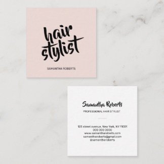 Moderner Haarstylist minimaler Skript-Rosaton Quadratische Visitenkarte