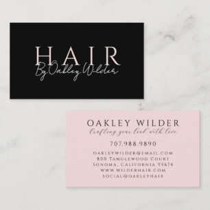 Moderner Haarstylist Schwarz und Blush Visitenkarte