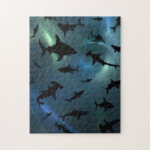 Moderner Hai-Kiefer unter der Meergalaxie Puzzle