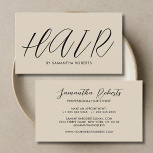 Moderner Hairstylist chic script beige Visitenkarte