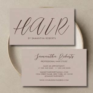 Moderner Hairstylist chic script tan Visitenkarte