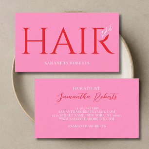 Moderner Hairstylist elegante Typografie pink rot Visitenkarte