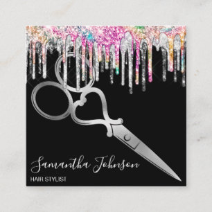 Moderner Hairstylist-Friseur aus Silber Quadratische Visitenkarte