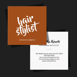 Moderner Hairstylist minimale Schrift Terrakotta Quadratische Visitenkarte