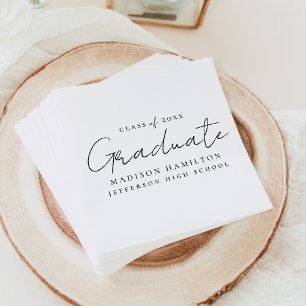Moderner handgeschriebener Black Script-Abschluss Serviette
