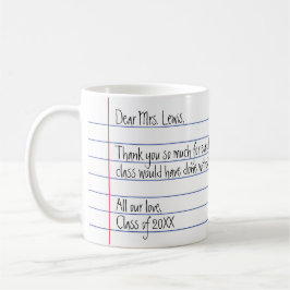 Moderner handgeschriebener Brief Danke Lehrer Kaffeetasse