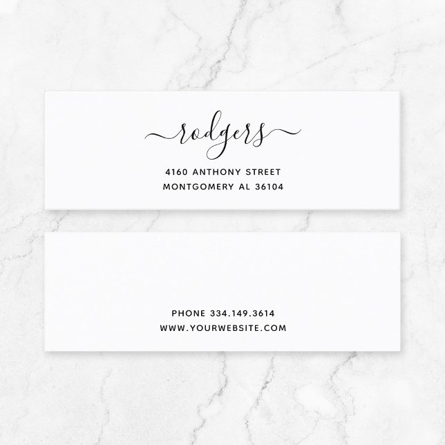 Moderner handgeschriebener Name 08. Schlichte Vorl Mini Visitenkarte (Timeless Small Business Stationary - modern script typography minimalist mini business card.)