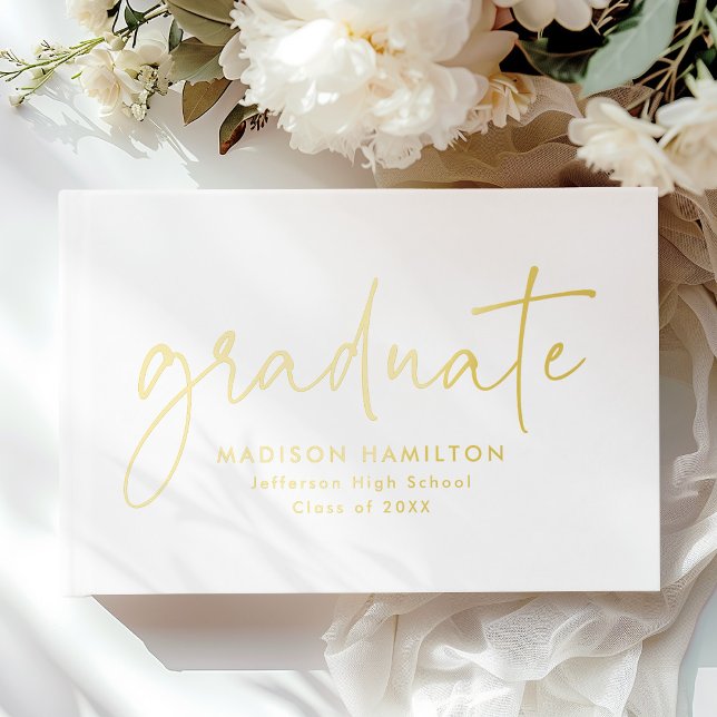 Moderner handgeschriebener Script-Foto-Abschluss Gästebuch (Von Creator hochgeladen)