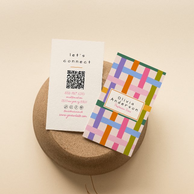Moderner handgezeichneter farbiger QR-Code Visitenkarte (Von Creator hochgeladen)
