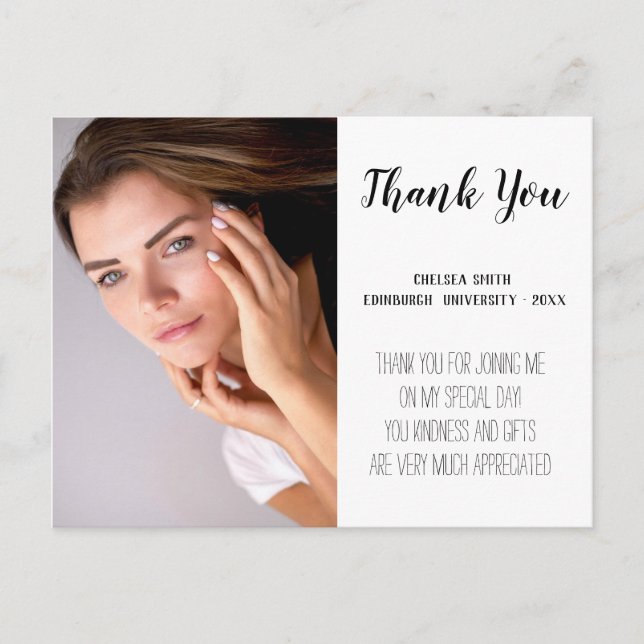 Moderner Handwriting-Abschluss Vielen Dank Postcar Postkarte (Vorderseite)