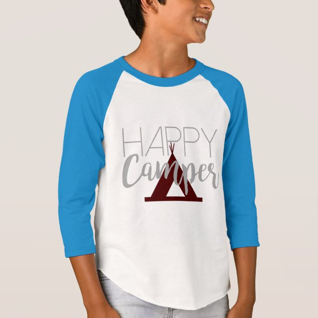 Moderner Happy Camper | Tipi | Kinder Shirt (Vorderseite)