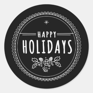 Moderner Happy-Holiday-Rund-Schwarzer-Weihnachtsau Runder Aufkleber