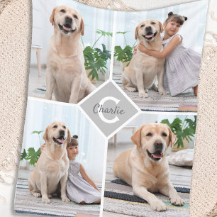 Moderner Haustier Hund 4 FotoCollage Fleecedecke
