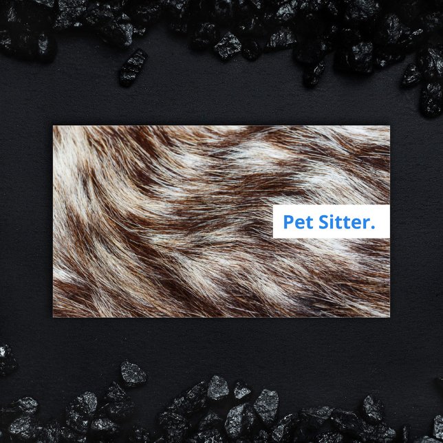 Moderner Haustier Hund Walking Bold Blue Veterinar Visitenkarte (Fun animal fur Dog Walker Pet Sitter Business Card, bold colorful animal care professional services.)