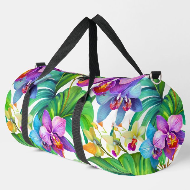 Moderner hawaiianischer Druck Duffle Bag (Linke Ecke)