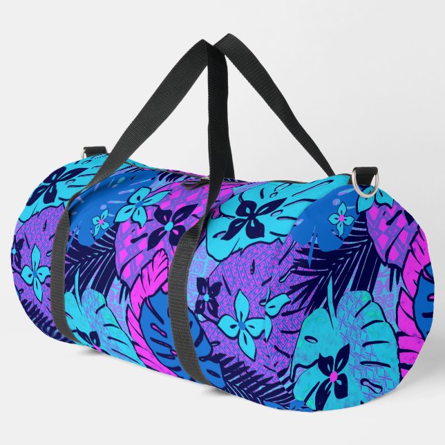 Moderner hawaiianischer Druck Duffle Bag (Linke Ecke)