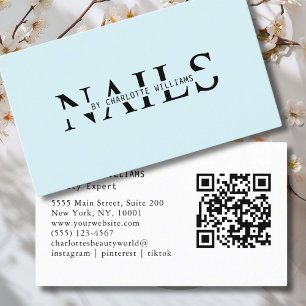 Moderner, hellblauer QR-Code Visitenkarte