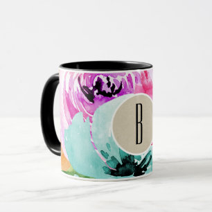 Moderner heller bunter Frühlings-BlumenAquarell Tasse