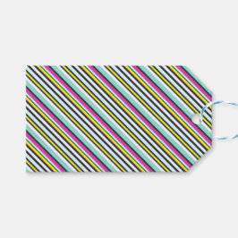 Moderner, heller Diagonal Strip Gemustert Geschenkanhänger