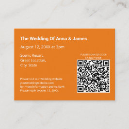 Moderner, heller Orange-Hochzeitcode Begleitkarte