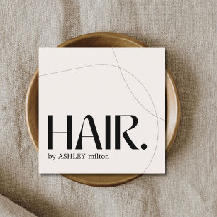 Moderner, heller Pastell Beige Abstrakter Friseur Quadratische Visitenkarte