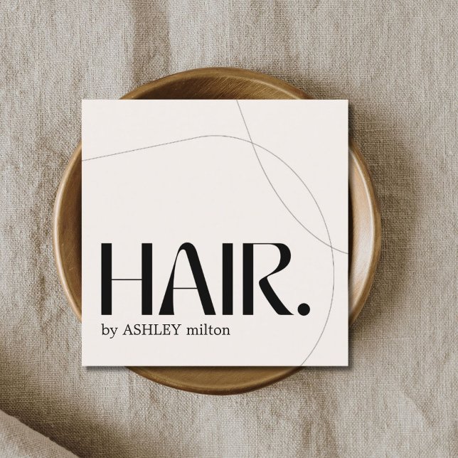 Moderner, heller Pastell Beige Abstrakter Friseur Quadratische Visitenkarte (Von Creator hochgeladen)