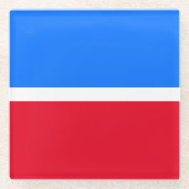 Moderner, heller, roter weißer Blauer Farbblock Glasuntersetzer