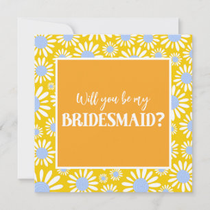 Moderner, hellgelber Daisy Bridesmaid-Vorschlag Einladung