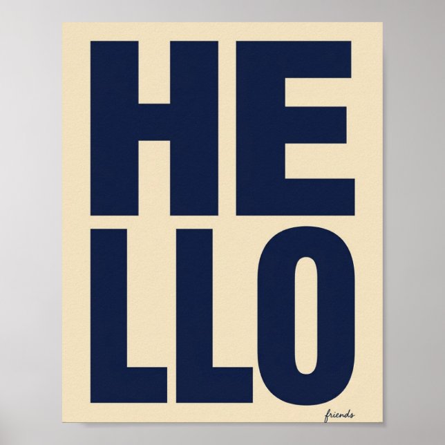 Moderner HELLO-Fett-Typografieposter  Poster (Vorne)