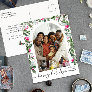 Moderner, hellrosa Botanischer Foto Postkarte