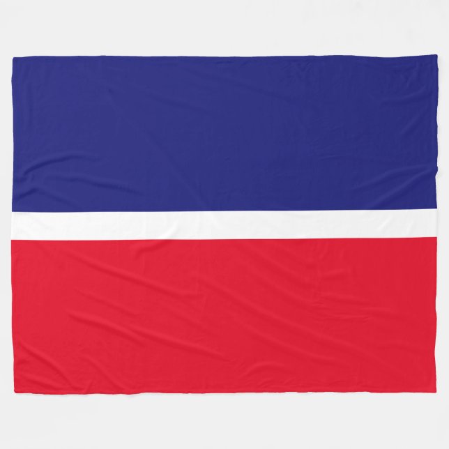 Moderner, hellroter weißer Navy-Blauer Farbblock Fleecedecke (Vorderseite (Horizontal))