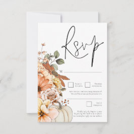 Moderner Herbst Florals Pumpkin QR Code RSVP Karte