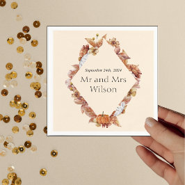 Moderner Herbst Orange BOHO Hochzeitsdinner Cockta Serviette