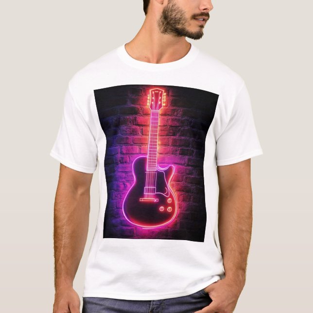 Moderner Herrenneon-Gitarren-T - Shirt (Vorderseite)