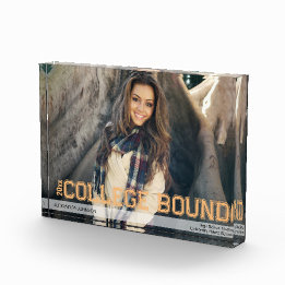 Moderner High School Abschluss Overlay Yellow Gold Fotoblock