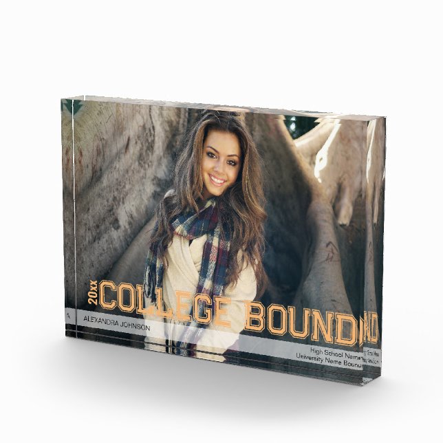 Moderner High School Abschluss Overlay Yellow Gold Fotoblock (Rechts)