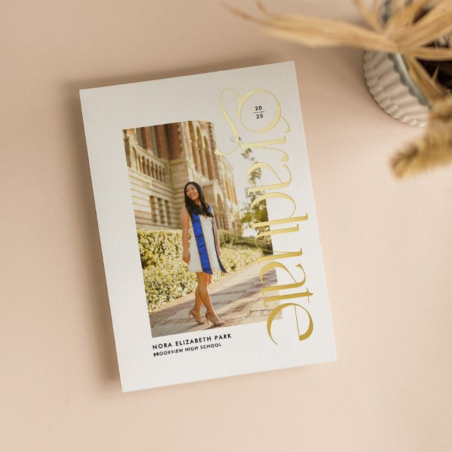 Moderner Hochschulabsolvente mutig zwei Fotos Absc Folieneinladung (Von Creator hochgeladen)