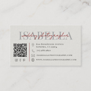 Moderner Hochzeitsfotograf QR-Code Visitenkarte