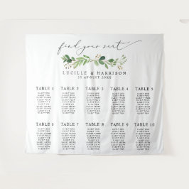 Moderner Hochzeitsplan für Grünpflanzen Wandteppich