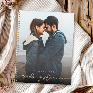 Moderner Hochzeitsplaner Gold Glitzer Calligraphy Planer