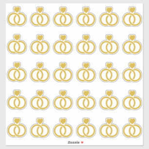 Moderner Hochzeitsring Kiss Cut Aufkleber