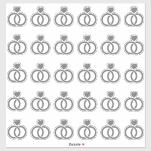 Moderner Hochzeitsring Kiss Cut Aufkleber