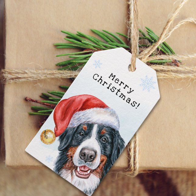 Moderner Holiday Bernese Mountain Dog Weihnachten Geschenkanhänger (Von Creator hochgeladen)