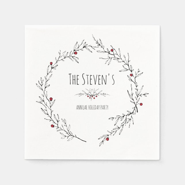 Moderner Holiday, Holly Berry Serviette (Vorderseite)
