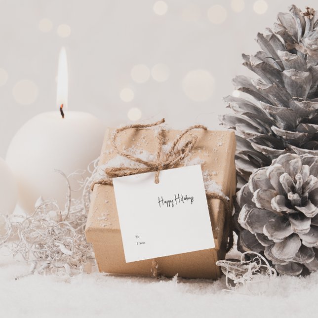 Moderner Holiday Script Square bis zum Geschenk Ta Geschenkanhänger (Von Creator hochgeladen)