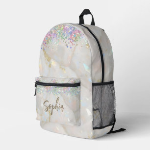 Moderner holografischer Glitzer Opal Gemstone Marm Bedruckter Rucksack